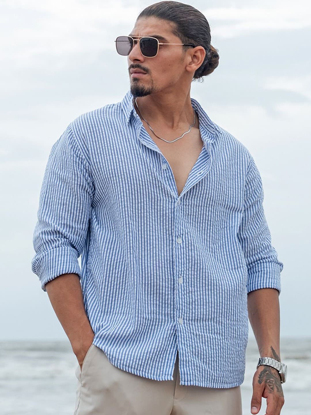 POWERLOOK - Men Micro Checks Checked Casual Shirt