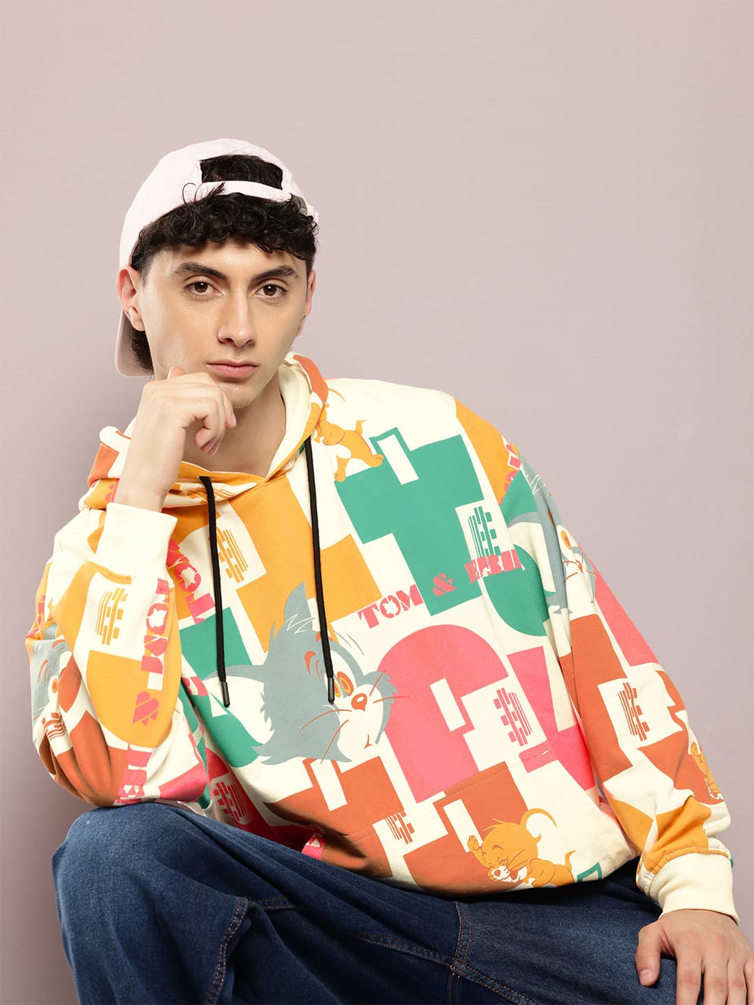 Kook N Keech Toons Tom & Jerry Printed Hooded Sweatshirt